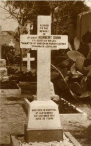 Herbert Dunn’s gravestone at Alexandria (Chatby) Military and War Memorial Cemetery Copyright University of Glasgow 
