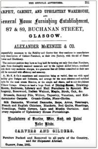 Alexander Mackenzie Advert - Courtesy of the Mackintosh Architecture Project