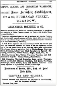 Alexander Mackenzie Advert - Courtesy of the Mackintosh Architecture Project