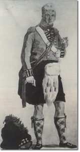 Major Robert Anstruther of the 42nd in 1812 showing the officers’ uniform of the period. It seems unlikely that officers who had been serving in the Peninsula for several years would be able to keep their uniforms looking so smart.