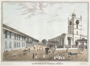 St Thomas’s Church (later Cathedral), Bombay 1833 Coloured lithograph by Jose M Gonsalves