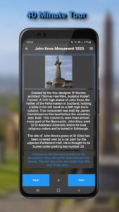 Screenshot from Glasgow Necropolis Tour App