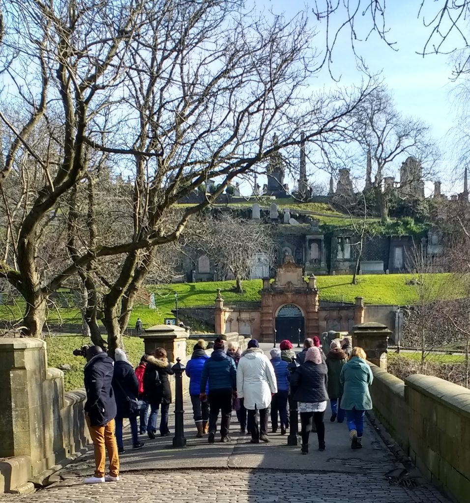 Image of a walking tour taking place