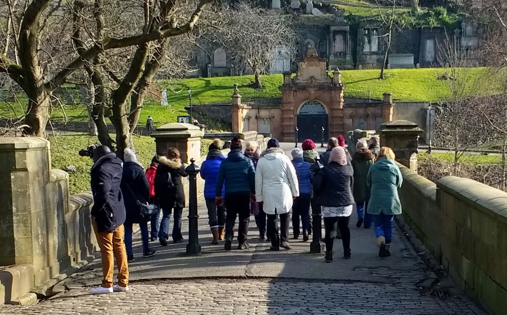 Image of a walking tour taking place