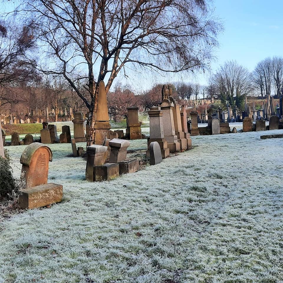 View of Eta Compartment in the Winter. There is a frost on the grass. Trees seen in the photos have no leaves.