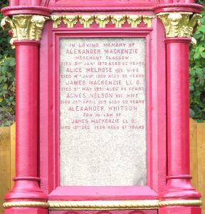 The MacKenzie monument’s granite inscription panel.