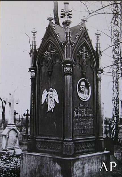 Archive image of the John Baildon Monument of c. 1870s, in Gliwice, Poland.