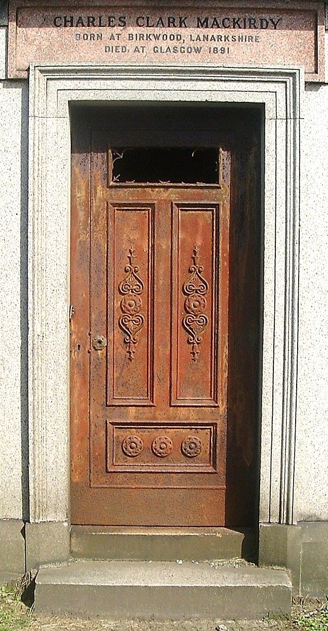 The iron door of the MacKirdy Mausoleum, Necropolis, Glasgow, c. 1891