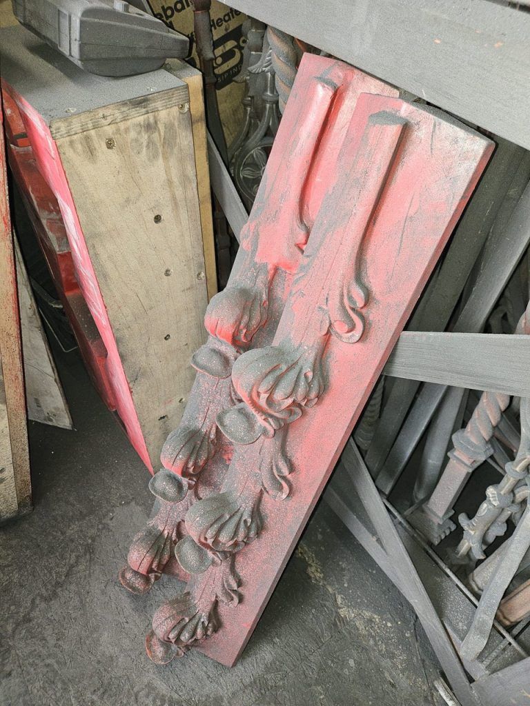 Details of The MacKenzie Monument’s parts under restoration in 2025