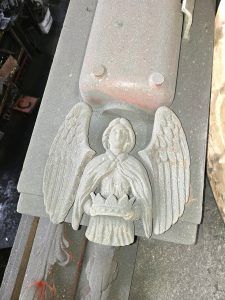 Details of The MacKenzie Monument’s parts under restoration in 2025