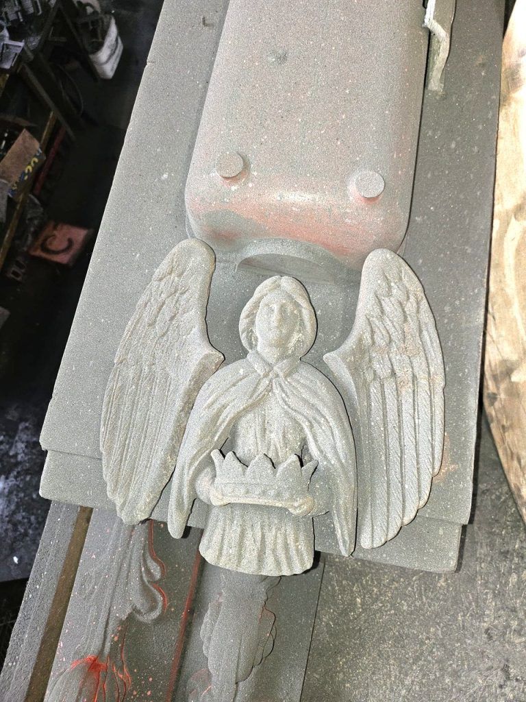 Details of The MacKenzie Monument’s parts under restoration in 2025