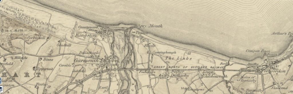 1 inch OS map published in 1900 [from NLS Maps] showing Kingston Coastguard Station on the left