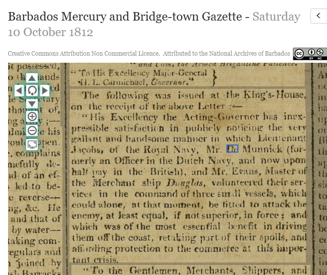 Cornelius de Munnick chasing off American privateer - newspaper article
