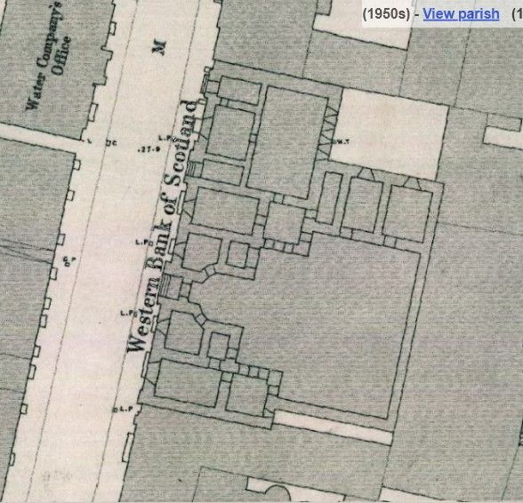 The Western Bank of Scotland on the OS Glasgow Town plan 1857-8
Reproduced with the permission of the National Library of Scotland