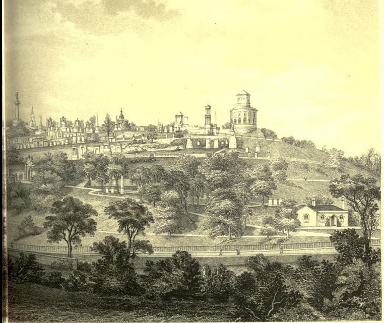 The building to the right may be Necropolis Cottage, Drygate in the 1860s