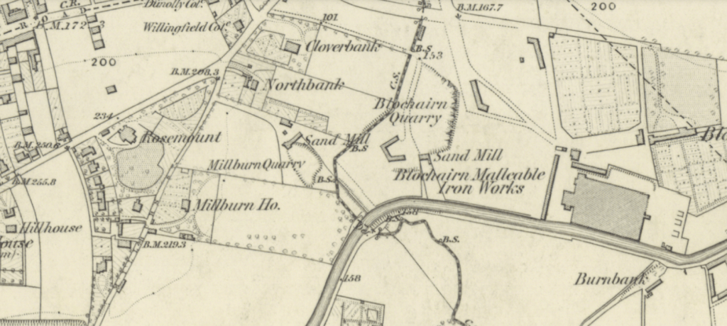 Blochairn Iron Works and Millburn House c1865