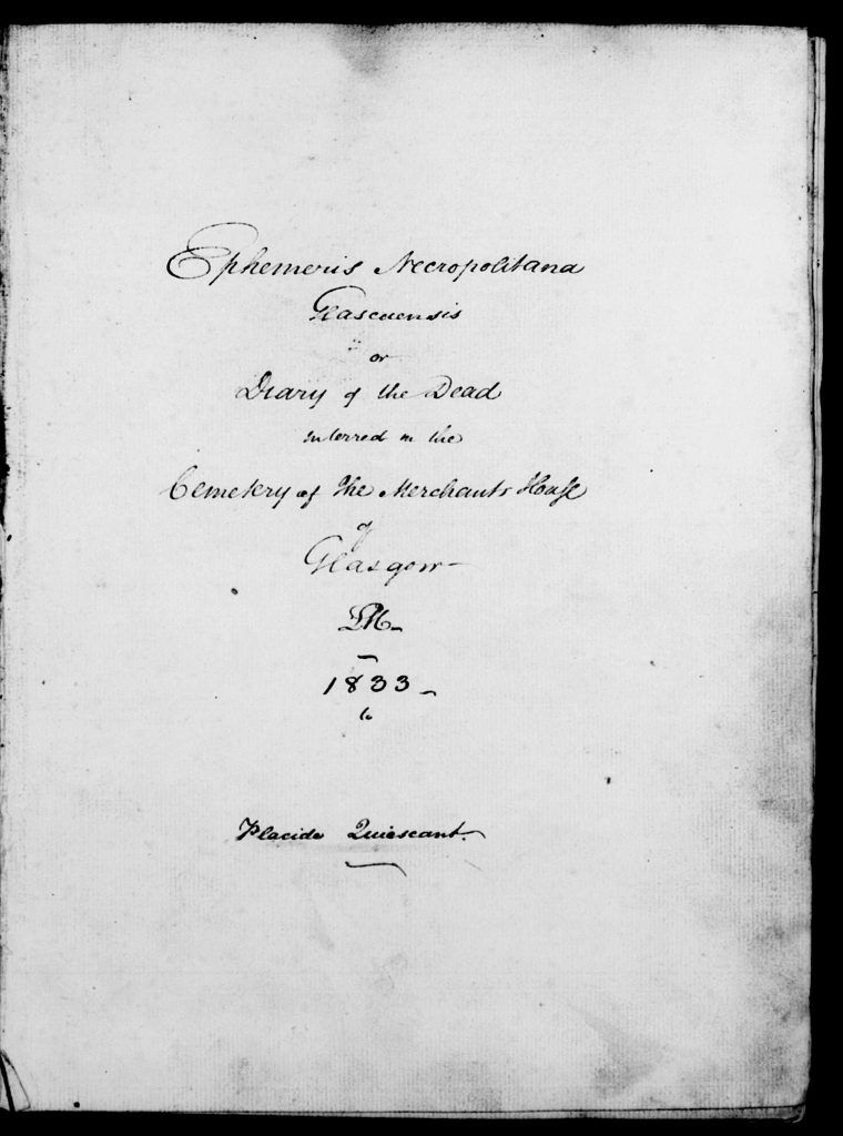 Title Page of Burial Register